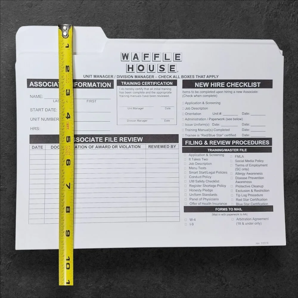 Waffle House New Hire Manager Folders Lot of 10 Blank Discontinued Ephemera